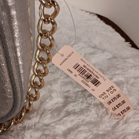 Victoria's Secret Metallic Silver Croc Embossed Crossbody Purse - Picture 3 of 8